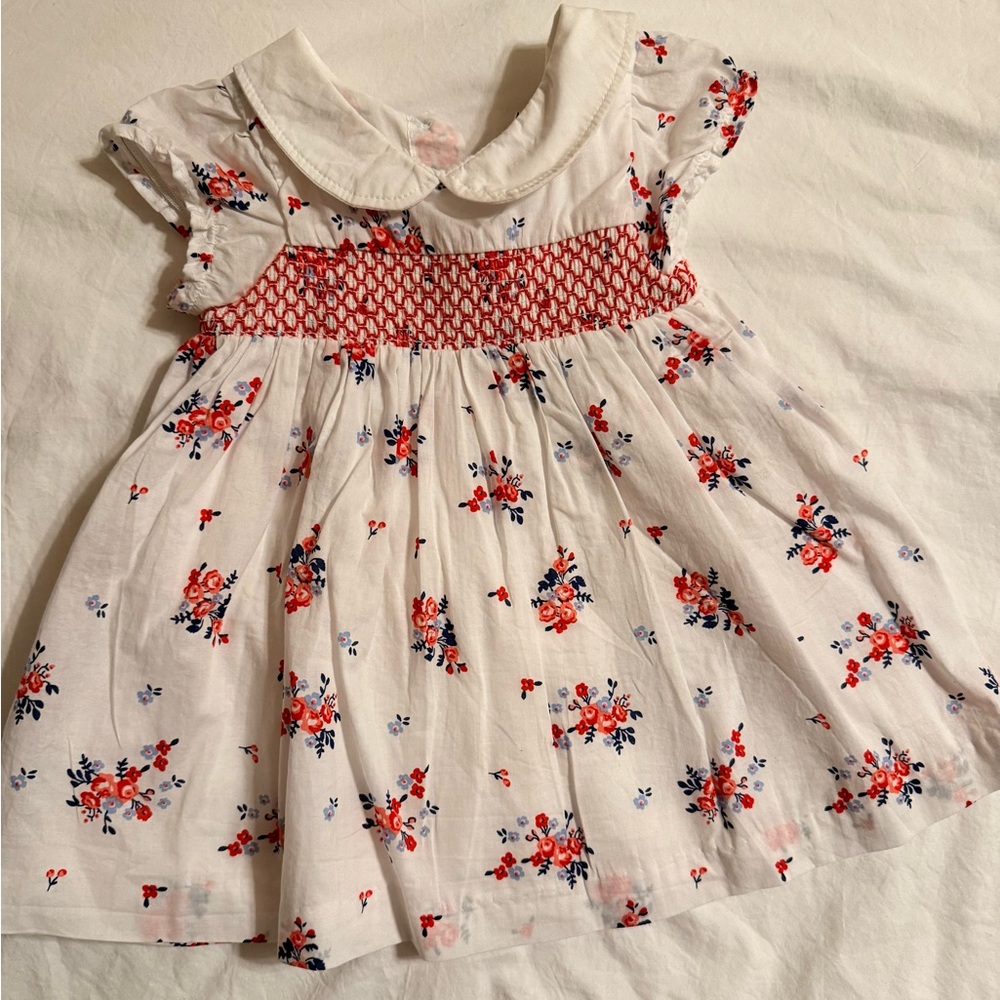 Janie and Jack Floral Baby Dress with Smocked Detail